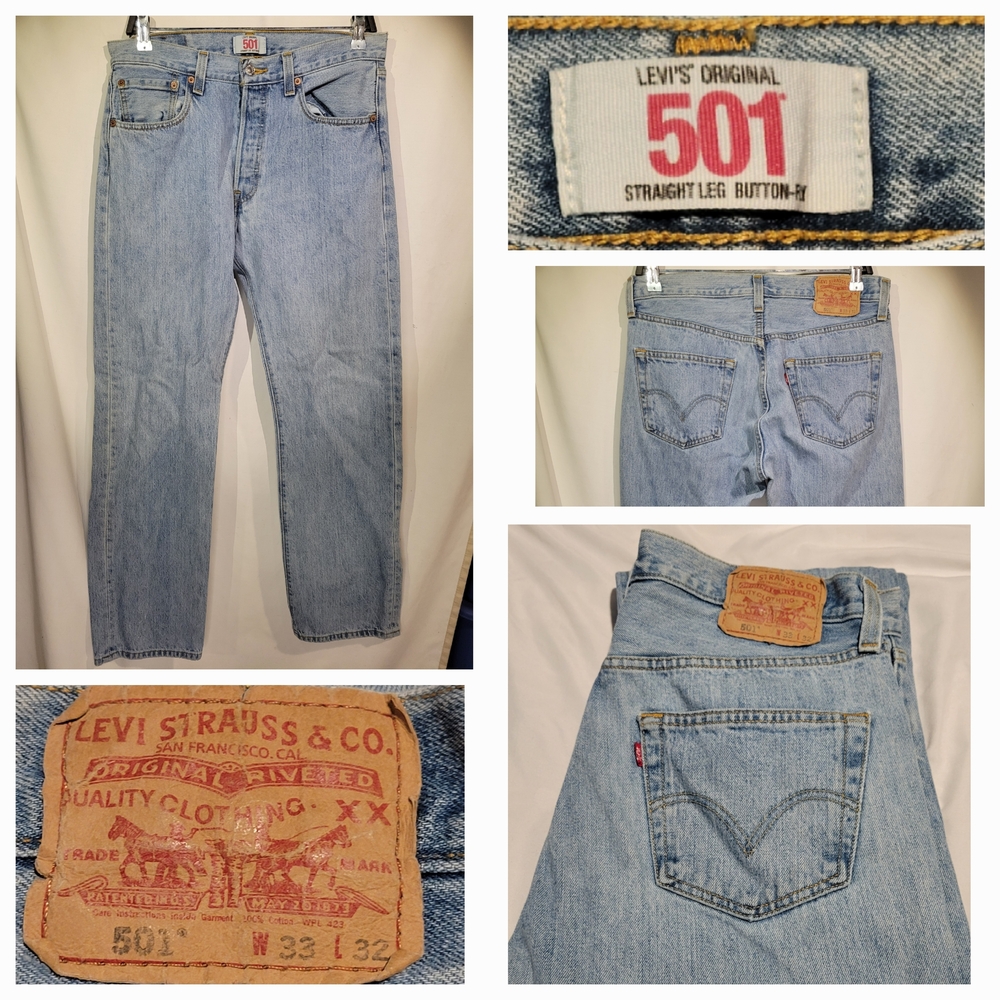 👖 Levi’s Men’s 501 Original 33x32 Blue Jeans Straight Leg Button Fly